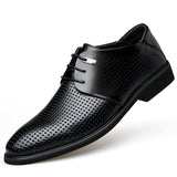 Hnzxzm Men Formal Shoes Summer Breathable Fashoin Men's Leather Dress Shoes Office Business Shoes for Men Father Flats