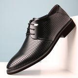 Hnzxzm Men Formal Shoes Summer Breathable Fashoin Men's Leather Dress Shoes Office Business Shoes for Men Father Flats