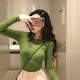 fbi agent costume 2024 Early Spring Women's Fashion Long-Sleeved T-shirt Female Korean Style Student Top Bottoming Female Shop