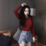 fbi agent costume 2024 Early Spring Women's Fashion Long-Sleeved T-shirt Female Korean Style Student Top Bottoming Female Shop