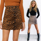 fall outfits women INS Women's Suede Hip Skirt Sexy Leopard Print High Waist Zipper Autumn and Winter A- line Skirt for Women