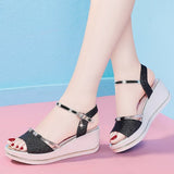 Hnzxzm Fashion Platform Sandals Women Summer Shoes Brand Ladies Wedges Sandals Black Gold Silver Super High Heels 11cm