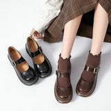 Hnzxzm - New literary Retro Women's Shoes Thick Bottom Mori Girl Japanese Mary Jane Single Shoes College Style