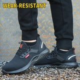 Hnzxzm - Work Safety Shoes Anti-Smashing Steel Toe Puncture Proof Construction Lightweight Breathable Sneakers shoes Men Women is Light