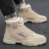 Hnzxzm - Ankle boots men snow boots winter warm Lace-up men shoes new fashion flock plush winter boots men shoe plus size