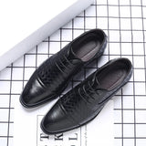 Hnzxzm Men's Splicing Brogue Shoes Woven Grain Leather Dress Shoes Men Lace-Up Wedding Party Shoes Mens Business Office Oxfords Flats