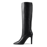 Hnzxzm Western Knee High Boots Women Fashion Pointed Toe High Heels Ladies Party Shoes Women's Winter Long Boot Leather Elegant Autumn