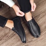 Hnzxzm Black Shoes Men Loafers Soft Moccasins Man High Quality Casual Genuine Leather Boat Shoes Men Flats Male Driving Shoes