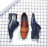 Hnzxzm Men's Splicing Brogue Shoes Woven Grain Leather Dress Shoes Men Lace-Up Wedding Party Shoes Mens Business Office Oxfords Flats