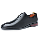 Hnzxzm Men Leather Dress Business Office Derby Shoes Mens Wedding Party Oxfords Shoes Men's Fashion Square Toe Lace-Up Flats