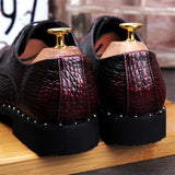 Hnzxzm Men's Crocodile Dress Leather Shoes Lace-Up Wedding Party Shoes Mens Business Office Oxfords Flats Plus Size Men Fashion