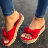 Hnzxzm Slippers Women Summer Sandals Mid Heels Sandals Plus Size Wedges Shoes Woman Bowties Slippers Sandalias Mujer Sapato Feminino