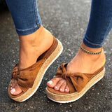 Hnzxzm Slippers Women Summer Sandals Mid Heels Sandals Plus Size Wedges Shoes Woman Bowties Slippers Sandalias Mujer Sapato Feminino