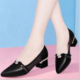 Hnzxzm Women Cute Sweet High Quality Green Slip on Heel Pumps for Party Ladies Casual Comfort Shoes