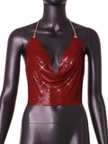 joker costume female outfit 2024 Sexy Metal Sequins Backless Halter Sling