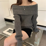 fall outfits 2024 off-Shoulder off-Shoulder Sweater Women's Clothing Autumn and Winter 2024 New High-Grade Wear Sweater Women's Bottoming Underwear