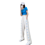 dandy hoodie White Love Pants Spring and Summer Trousers Elegant High Waist Wide Leg Pants Casual plus Size Sports Sweatpants for Women