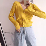 datenight fall outfits Gentle Style Coat Women's Sweater Short Autumn and Winter Loose V-neck Sweater Cardigan