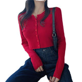 midi skirt outfit fall High Waist Single-Breasted Long-Sleeved Top Women's Spring Knitted Cardigan Slim Slimming Short