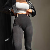 tailgate outfit black women Wind 2024 Autumn Thread Tight High Waist Stretch Tights Sexy Hip Lifting Leggings for Women