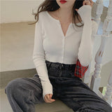 midi skirt outfit fall High Waist Single-Breasted Long-Sleeved Top Women's Spring Knitted Cardigan Slim Slimming Short