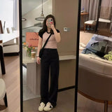 joker costume female outfit Black Straight Ripped Jeans Women's High Waist Summer Loose Slimming Pear-Shaped Wide-Leg Pants