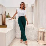 business casual outfits Elegant Commuter Elegant High Waist Wide Leg Straight Casual Pants