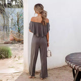 black fur boots outfit 2024 Autumn and Winter Women's Clothing off-Shoulder Fashion Elegant Casual Wide-Leg Jumpsuit Women