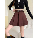 Hnzxzm black skirt outfit fall 2024 Autumn and Winter plus Size Women's High Waist Pleated Skirt Short Skirt Temperament Meat Covering Skirt