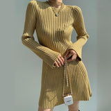 fall outfits 2024 Women's Fashion Slim-Fit Knitted Dress Women's Autumn and Winter 2024 Inner Base Flared Sleeve Sweater Dress