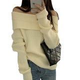 fall outfits 2024 off-Shoulder off-Shoulder Sweater Women's Clothing Autumn and Winter 2024 New High-Grade Wear Sweater Women's Bottoming Underwear