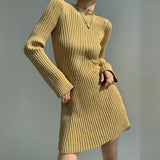 fall outfits 2024 Women's Fashion Slim-Fit Knitted Dress Women's Autumn and Winter 2024 Inner Base Flared Sleeve Sweater Dress