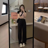 joker costume female outfit Black Straight Ripped Jeans Women's High Waist Summer Loose Slimming Pear-Shaped Wide-Leg Pants