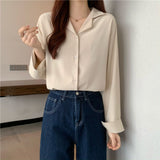 trending fall outfits 2024 White Shirt Women's Chiffon V-neck Small Niche Spring Design Suit Bottoming Inner Top