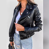 fall outfits Women's Clothing New 2024 Spring and Summer Jacket PU Leather Coat Motorcycle Short Zipper