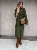 trending fall outfits 2024 Spring and Autumn Woolen Coat Simple Fashion V-neck Lace-up Long Coat for Women