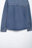 clothes Fall 2024 Women's Loose Blue Pocket Fashion Casual Denim Shirt Top Coat