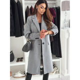 casual dinner outfit fall Autumn and Winter Simple Long Sleeve Solid Color Woolen Coat Women's Clothing