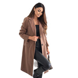 casual dinner outfit fall Autumn and Winter Simple Long Sleeve Solid Color Woolen Coat Women's Clothing