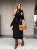 trending fall outfits 2024 Spring and Autumn Woolen Coat Simple Fashion V-neck Lace-up Long Coat for Women