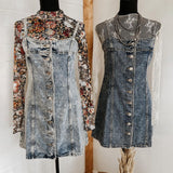 dress to impress outfits 2024 Early Autumn Sling Distressed Casual Western Style Slim Fit Denim Dress