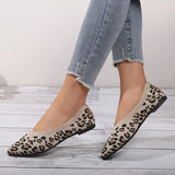 Hnzxzm Elegant Houndstooth Knitted Ballet Flats Woman Point Toe Mesh Moccasins Ladies Big Size Leopard Loafers Soft Driving Shoes