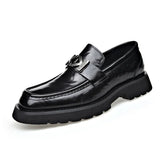 Hnzxzm Spring Autumn Fashion Slip-on Thick Sole Leather Male Loafers Designer New British Style Retro Men's Dress Shoes