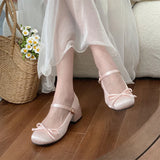 Hnzxzm New Spring Autumn Thick Heel Pink Shoes Elegant Bow Lolita Shoes College Girls High Heels Fashion Women Sandals