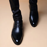 Hnzxzm Men Wedding Leather Business Men's Dress Pointed Casual Youth British Style Inner Heightening Spring 2024 New Arrivals Shoes