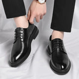 Hnzxzm 8cm Heel Spring Autumn Men's Leather Dress Shoes Fashion Casual New Designer Hollow Height Casual Platform Shoes Man