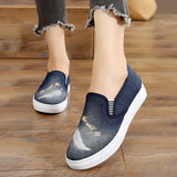 Hnzxzm Shoes for Women Loafers Canvas Woman Footwear Slip on High Platform Spring Designer Free Shipping Promotion 2024 New Low Price A