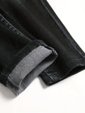 Hnzxzm Men's Jeans Casual Straight Stretch Fashion Classic Blue Black Work Denim Trousers Male Brand Clothing