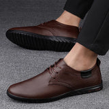 Hnzxzm New Men Casual Leather Shoes Fashion Brand Classic Men  Leather Shoes Brown/Black Hot Sale Breathable Business Lace-Up Men Shoes