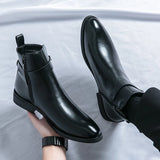 Hnzxzm New Chelsea Boots Men Shoes Retro Fashion Versatile Zipper Business Casual British Style Street Party Wear Classic Ankle Boots